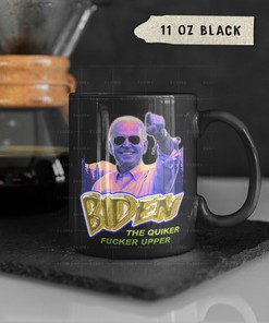 Biden The F*cker Upper Retro 90s Coffee Mug with American President, Politician and Black Mug
