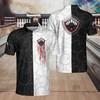 Black And White Bowling Polo Shirt - A Unique And Trendsetting Polo Shirt Design For Bowling Enthusiasts.