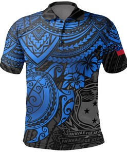 Blue Polynesian Turtle All Over Print Polo T-Shirt From Samoa