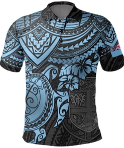 Blue Polynesian Turtle Fiji All Over Print Polo Shirt +1