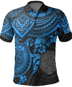 Blue Polynesian Turtle Northern Mariana Islands 3D Printed Polo Shirt