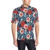 Blue Scene Red Hibiscus Polo Shirt For Gifts - Polo Collar