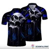 Blue Skull Screaming Gift Men'S Polo Shirt - Perfect Gift For Fans Of Skulls And Bold Fashion