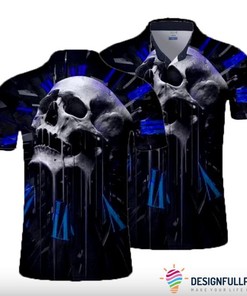 Blue Skull Screaming Gift Men'S Polo Shirt - Perfect Gift For Fans Of Skulls And Bold Fashion