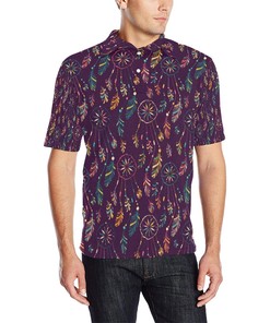 Boho Dream Catcher Design Men'S Polo Shirt - A Classic Look For Fans Of Boho Style And Dream Catchers