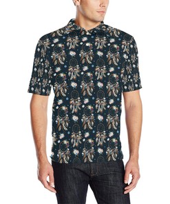 Boho Dream Catcher Floral Style Men'S Polo Shirt - A Fresh And Modern Look For Dream Catcher Fans
