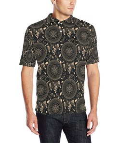 Boho Mandala Moon Dream Catcher Men'S Polo Shirt - A Unique And Zen Look For Dream Catcher Fans