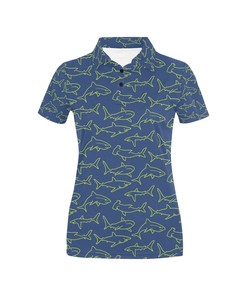 Bold Shark Print Design Women'S Polo Shirt - Perfect For The Beach Or Casual Outings