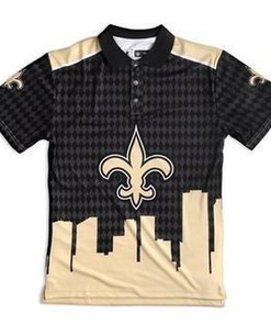 Bold Thematic Polyester 3D All Over Print New Orleans Saints Polo Shirt - Bold Design