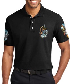 Bold Zero Fck Given Skull Roses Polo Shirt For Rebellious Fans