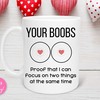 Boob Valentines Day Mug Set for Him - Naughty Mugs and Gift for Boyfriend with Funny Coffee Mug and Quotes