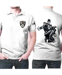 Brooklyn Nets Mascot Logo White Polo Shirt - Ideal For Fans Of The Nba Team
