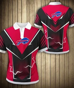 Buffalo Bills Flame 3D Polo Collar Shirt With All-Over Print Design