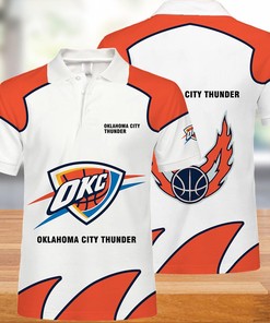 Button Up Polo Shirt For Oklahoma City Thunder Fans - Business Casual Fan Apparel