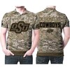 Camo Pattern American Flag 3D Printed Polo Shirt For Oklahoma State Cowboys Fans - Ideal Gift