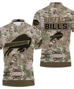 Camo Pattern Buffalo Bills Polo Collar Shirt With 3D Design