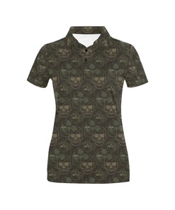 Camo Style Skull Print Men'S Polo Shirt - Perfect For Sports And Outdoor Activities