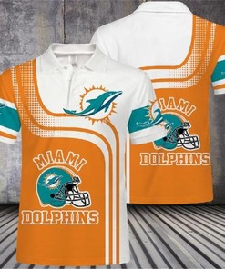 Casual Miami Dolphins Polo Shirt With All Over Print For Fans: Perfect Gift
