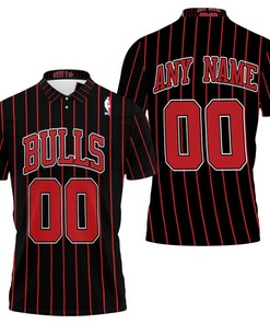 Chicago Bulls 90S Throwback Red Striped Black Polo Shirt - Statement Piece For Fashion-Forward Fans