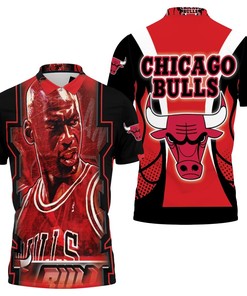 Chicago Bulls Fireball Polo Shirt - Michael Jordan Gift For Fans