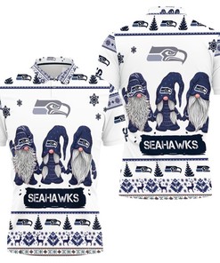 Christmas Gnomes Seattle Seahawks All Over Print Polo T-Shirt - Ideal Gift For Nfl Fans And Christmas Lovers