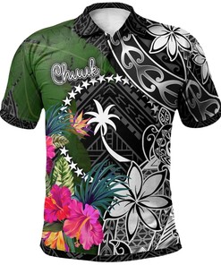 Chuuk Turtle Plumeria Banana Leaf Polo Shirt For Tropical Fans