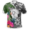 Chuuk Turtle Plumeria Banana Leaf White Polo Shirt For Tropical Fans
