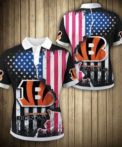 Cincinnati Bengals American Flag 3D Printed Polo Shirt For Fans