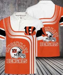 Cincinnati Bengals Casual All Over Print Polo T-Shirt For Nfl Fans