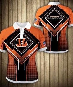 Cincinnati Bengals Square Lattice All Over Print Polo T-Shirt For Fans