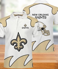 Classic Look - Men'S White Polo Shirts Featuring New Orleans Saints Logo