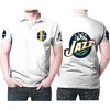 Classic Mascot Logo White Utah Jazz Polo Shirt With Polo Collar