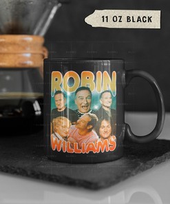 Classic Robin Williams Tribute Coffee Mug with Carpe Diem Retro Homage | Perfect for Fans