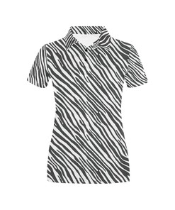 Classic Zebra Print Women'S Polo Shirt For Animal Lovers