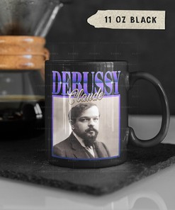 Claude Debussy Mug, Pianist Legend Coffee Mug, Classical Music Artist Cup, Retro 90s Mug with Quotes, Black Mug