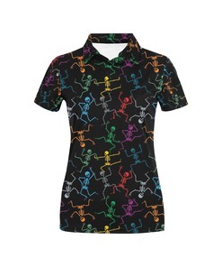 Colorful Skeleton Print Women'S Polo Shirt - Gift For Fans Of Skulls And Bold Fashion Choices