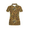 Contemporary And Cool Women'S Tiger Print Polo Shirt With Polo Collar