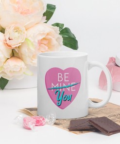 Conversation Hearts Valentines Day Coffee Mug - Sweetheart Ceramic with Candy Hearts