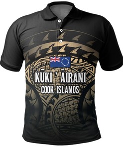 Cook Islands Men'S Gold Turtle Polo Collar T-Shirt