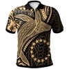 Cook Islands Polo Shirt - Humpback Whale & Coat Of Arms Gold - Beach Vibes And Polo Shirts - Perfect Gift For Fans