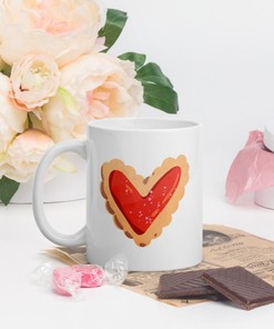Cookie Heart Valentines Day Coffee Mug, Perfect Valentines Day Gift For Her, Valentine Gift