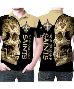 Creative Design - Logo Sugar Skull Flowers Pattern 3D Printed Polo Shirt For New Orleans Saints Fans