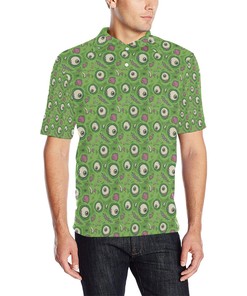 Creepy Zombie Eyes Print Men'S Polo Shirt For Halloween And Horror Lovers