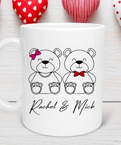 Custom Bear Name Personalized Mug - Custom Names and Valentines Day Mug for Her and Him with Quotes