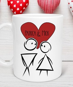 Custom Cartoon Love Valentine Mug - Couples Valentines Mug for Her and Funny Valentine's Mug with Love and Cute Mugs