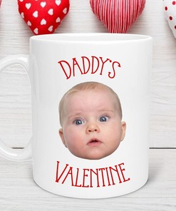 Custom Face Daddy Valentine Gift Mug - Personalized Mug for Mom, Baby & Baby Photo Mug with Gift for Her and Him