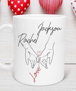 Custom Names Valentines Day Mug - Personalized Name Mug for Boyfriend with 1st Anniversary Gift and Cute Mugs