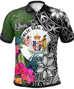 Custom Personalised Niue Turtle Plumeria Banana Leaf 3D Printed Polo Shirt