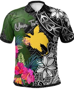 Custom Personalised Papua New Guinea Turtle Plumeria Banana Leaf Athletic Polo Shirt