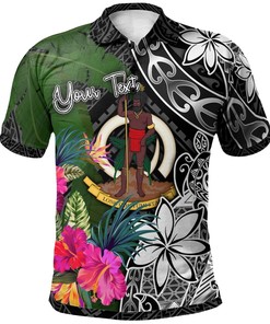 Custom Turtle Plumeria Banana Leaf Polo Shirt From Vanuatu